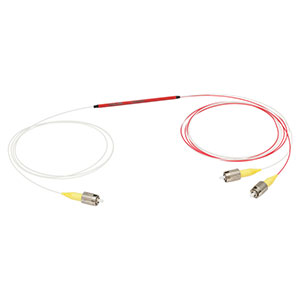 TW930R2F1 - 1x2 Wideband Fiber Optic Coupler, 930 ± 100 nm, 90:10 Split, FC/PC