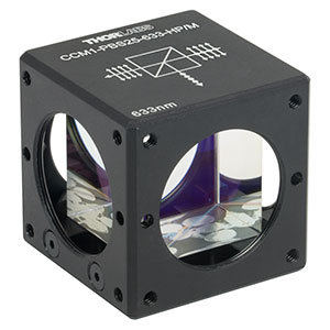 CCM1-PBS25-633-HP/M - 30 mm Cage-Cube-Mounted, High-Power, Polarizing Beamsplitter Cube, 633 nm, M4 Tap