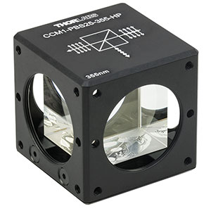 CCM1-PBS25-355-HP - 30 mm Cage-Cube-Mounted, High-Power, Polarizing Beamsplitter Cube, 355 nm, 8-32 Tap