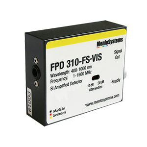 FPD310-FS-VIS - Si Switchable Gain, High Sensitivity PIN Amplified Detector, 400 - 1000 nm, 1 MHz - 1.5 GHz BW, 0.13 mm², M4 Taps