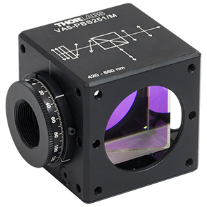 VA5-PBS251/M - 30 mm Cage Cube-Mounted Variable Beamsplitter for 420 - 680 nm, M4 Tap