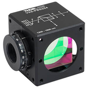 VA5-PBS254 - 30 mm Cage Cube-Mounted Variable Beamsplitter for 1200 - 1600 nm, 8-32 Tap