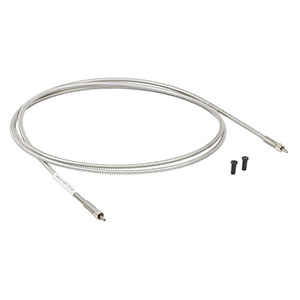 M107L02 - Ø1500 µm, 0.50 NA, Stainless Steel SMA-SMA Fiber Patch Cable, Low OH, 2 m Long