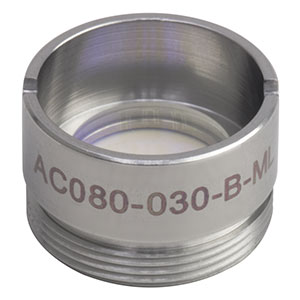 AC080-030-B-ML - f=30 mm, Ø8 mm Achromatic Doublet, M12x0.5 Threaded Mount, ARC: 650-1050