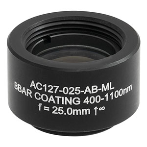 AC127-025-AB-ML - f = 25.0 mm, Ø1/2in Achromatic Doublet, SM05-Threaded Mount, ARC: 400 - 1100 nm
