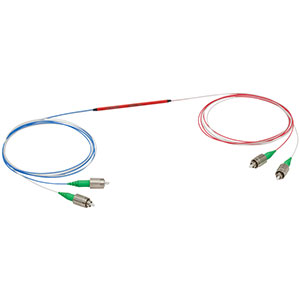 TN980R1A2A - 2x2 Narrowband Fiber Optic Coupler, 980 ± 15 nm, 0.14 NA, 99:1 Split, FC/APC Connectors