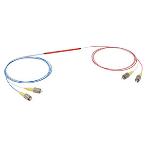 TN670R3F2 - 2x2 Narrowband Fiber Optic Coupler, 670 ± 15 nm, 75:25 Split, FC/PC Connectors