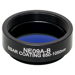 NE09A-B - Ø25 mm Absorptive Neutral Density Filter, ARC: 650 - 1050 nm, SM1-Threaded Mount, OD: 0.9