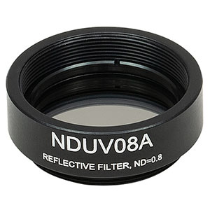 NDUV08A - SM1-Threaded Mount, Ø25 mm UVFS Reflective ND Filter, OD: 0.8