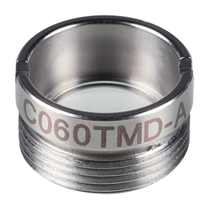 C060TMD-A - f = 9.6 mm, NA = 0.27, WD = 7.1 mm, Mounted Aspheric Lens, ARC: 350 - 700 nm