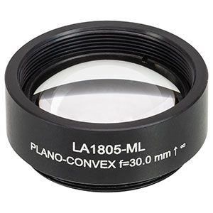 LA1805-ML - Ø1in N-BK7 Plano-Convex Lens, SM1-Threaded Mount, f = 30 mm, Uncoated