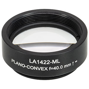 LA1422-ML - Ø1in N-BK7 Plano-Convex Lens, SM1-Threaded Mount, f = 40 mm, Uncoated