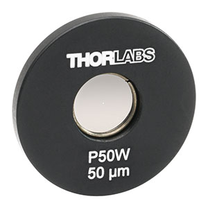 P50W - Ø1in Mounted Pinhole, 50 ± 3 µm Pinhole Diameter, Tungsten