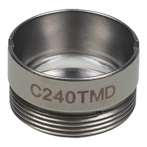 C240TMD - f= 8.0 mm, NA = 0.50, WD = 3.8 mm, DW = 780 nm, Mounted Aspheric Lens, Uncoated