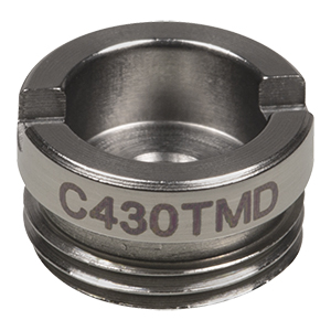 C430TMD - f = 5.0 mm, NA = 0.15, WD = 4.0 mm, DW = 1550 nm, Mounted Aspheric Lens, Uncoated