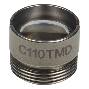 C110TMD - f= 6.2 mm, NA = 0.40, WD = 1.6 mm, DW = 780 nm, Mounted Aspheric Lens, Uncoated
