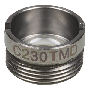 C230TMD - f= 4.5 mm, NA = 0.55, WD = 2.4 mm, DW = 780 nm, Mounted Aspheric Lens, Uncoated