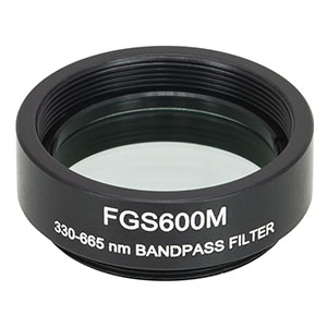 FGS600M - Ø25 mm HA5 Colored Glass Bandpass Filter, SM1-Threaded Mount, 330 - 665 nm
