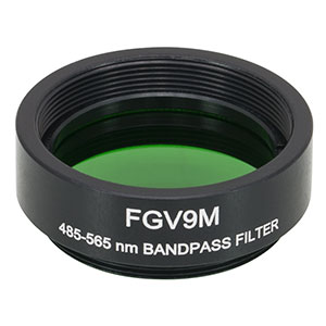 FGV9M - Ø25 mm VG9 Colored Glass Bandpass Filter, SM1-Threaded Mount, 485 - 565 nm