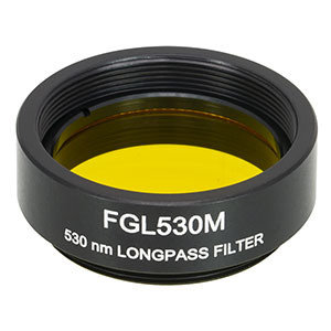 FGL530M - Ø25 mm OG530 Colored Glass Filter, SM1-Threaded Mount, 530 nm Longpass