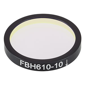 FBH610-10 - Hard-Coated Bandpass Filter, Ø25 mm, CWL = 610 nm, FWHM = 10 nm