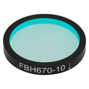 FBH670-10 - Hard-Coated Bandpass Filter, Ø25 mm, CWL = 670 nm, FWHM = 10 nm