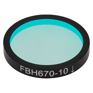 FBH670-10 - Hard-Coated Bandpass Filter, Ø25 mm, CWL = 670 nm, FWHM = 10 nm