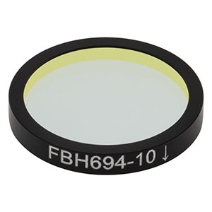 FBH694-10 - Hard-Coated Bandpass Filter, Ø25 mm, CWL = 694 nm, FWHM = 10 nm
