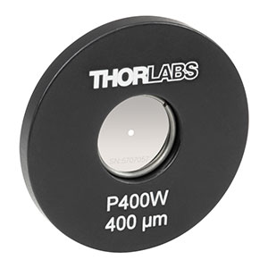 P400W - Ø1in Mounted Pinhole, 400 ± 10 µm Pinhole Diameter, Tungsten