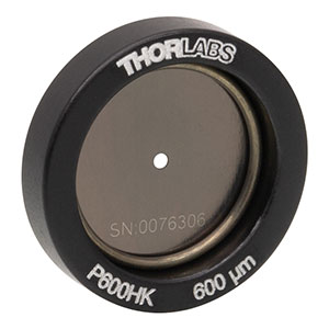 P600HK - Ø1/2in (12.7 mm) Mounted Pinhole, 600 ± 10 μm Pinhole Diameter, Stainless Steel