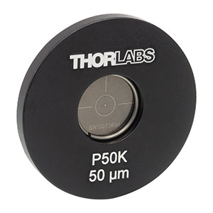 P50K - Ø1in Mounted Pinhole, 50 ± 3 μm Pinhole Diameter, Stainless Steel