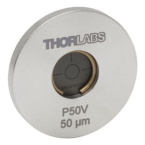 P50V - Ø1in Mounted Pinhole, 50 ± 3 µm Pinhole Diameter, Stainless Steel, Vacuum Compatible