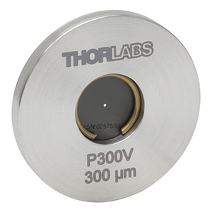 P300V - Ø1in Mounted Pinhole, 300 ± 8 µm Pinhole Diameter, Stainless Steel, Vacuum Compatible