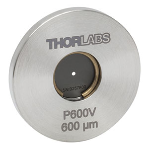 P600V - Ø1in Mounted Pinhole, 600 ± 10 µm Pinhole Diameter, Stainless Steel, Vacuum Compatible