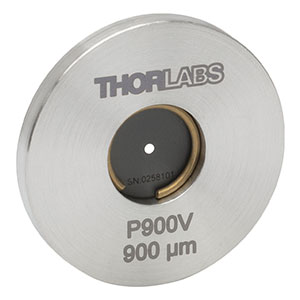 P900V - Ø1in Mounted Pinhole, 900 ± 10 µm Pinhole Diameter, Stainless Steel, Vacuum Compatible
