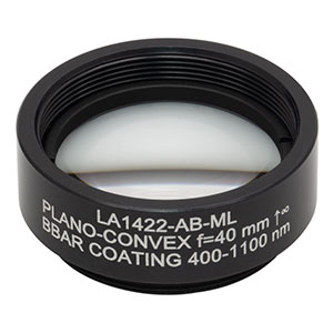 LA1422-AB-ML - Ø1in N-BK7 Plano-Convex Lens, SM1-Threaded Mount, f = 40 mm, ARC: 400-1100 nm