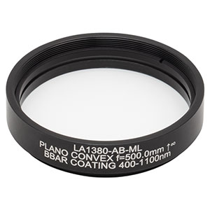 LA1380-AB-ML - Ø2in N-BK7 Plano-Convex Lens, SM2-Threaded Mount, f = 500 mm, ARC: 400-1100 nm