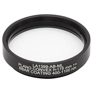 LA1399-AB-ML - Ø2in N-BK7 Plano-Convex Lens, SM2-Threaded Mount, f = 175 mm, ARC: 400-1100 nm