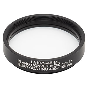 LA1979-AB-ML - Ø2in N-BK7 Plano-Convex Lens, SM2-Threaded Mount, f = 200 mm, ARC: 400-1100 nm