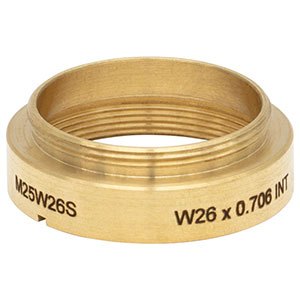M25W26S - Brass Microscope Adapter with External M25 x 0.75 Threads and Internal W26 x 0.706 Threads