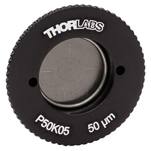 P50K05 - SM05-Threaded, Ø0.70in (17.8 mm) Mounted Pinhole, 50 ± 3 μm Pinhole Diameter, Stainless Steel