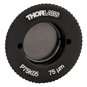 P75K05 - SM05-Threaded, Ø0.70in (17.8 mm) Mounted Pinhole, 75 ± 3 μm Pinhole Diameter, Stainless Steel