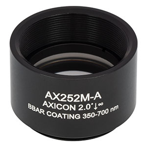 AX252M-A - 2.0°, 350 - 700 nm AR Coated UVFS, Ø1in (Ø25.4 mm) Axicon, SM1-Threaded Mount