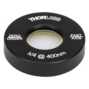 WPQ05M-400 - Ø1/2in Zero-Order Quarter-Wave Plate, Ø1in Mount, 400 nm