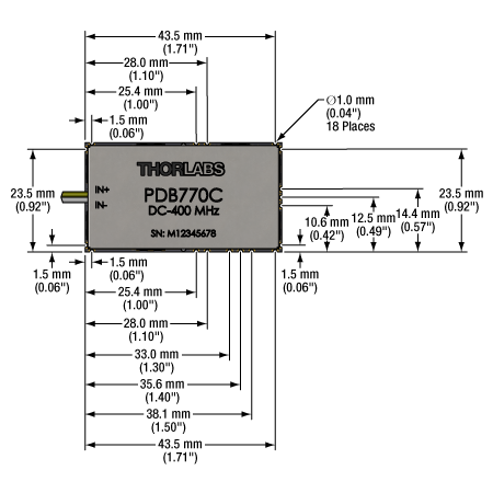 PDB770C Dimensions Top