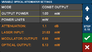 Reference Transmitter Variable Optical Amplifier Settings